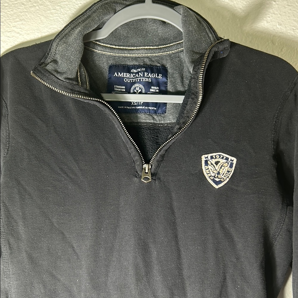 American Eagle Black Quarter-Zip Pullover
